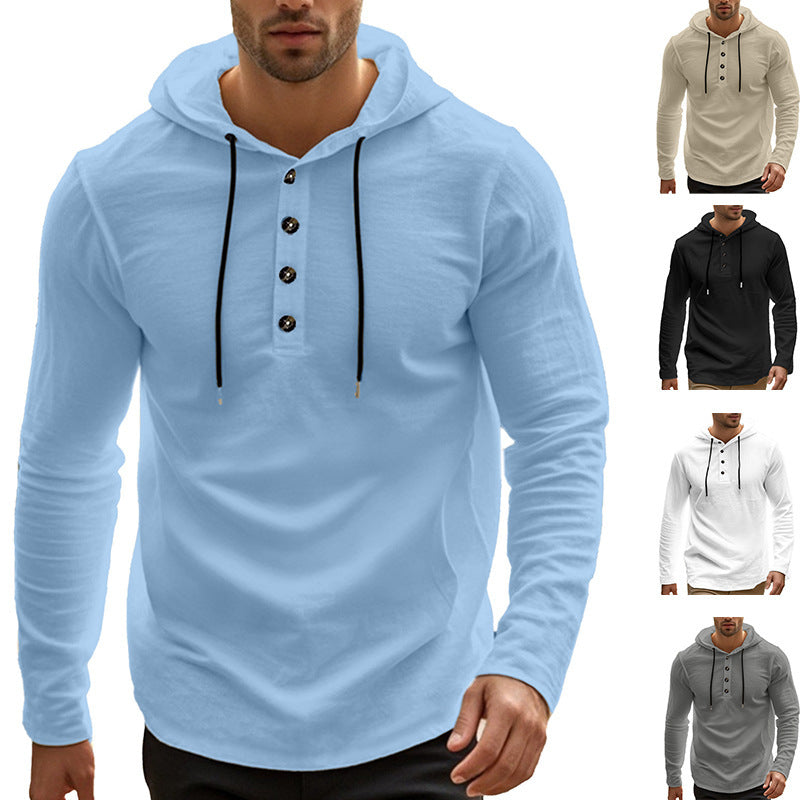 Kapuzenpullover Herren Sportlich Modern Knopfdesign - BerlinGlamour