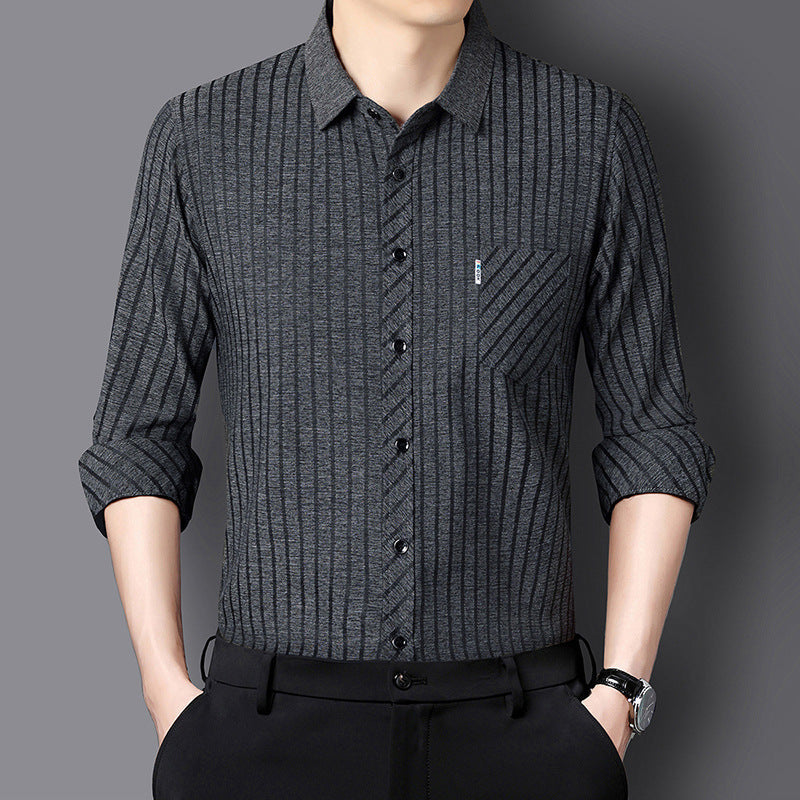 Herren Langarmhemd mit Streifenmuster Modern Style - BerlinGlamour