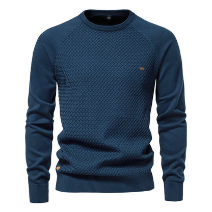 Herren Strickpullover Modern Rundhals Großes Muster