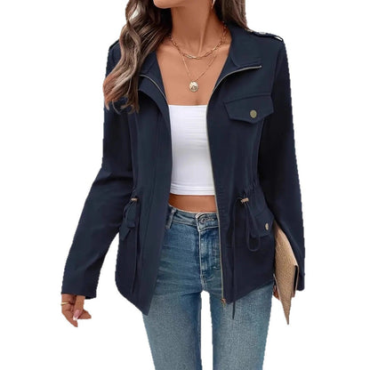 Damen Übergangsjacke Verstellbar Taschen Modern