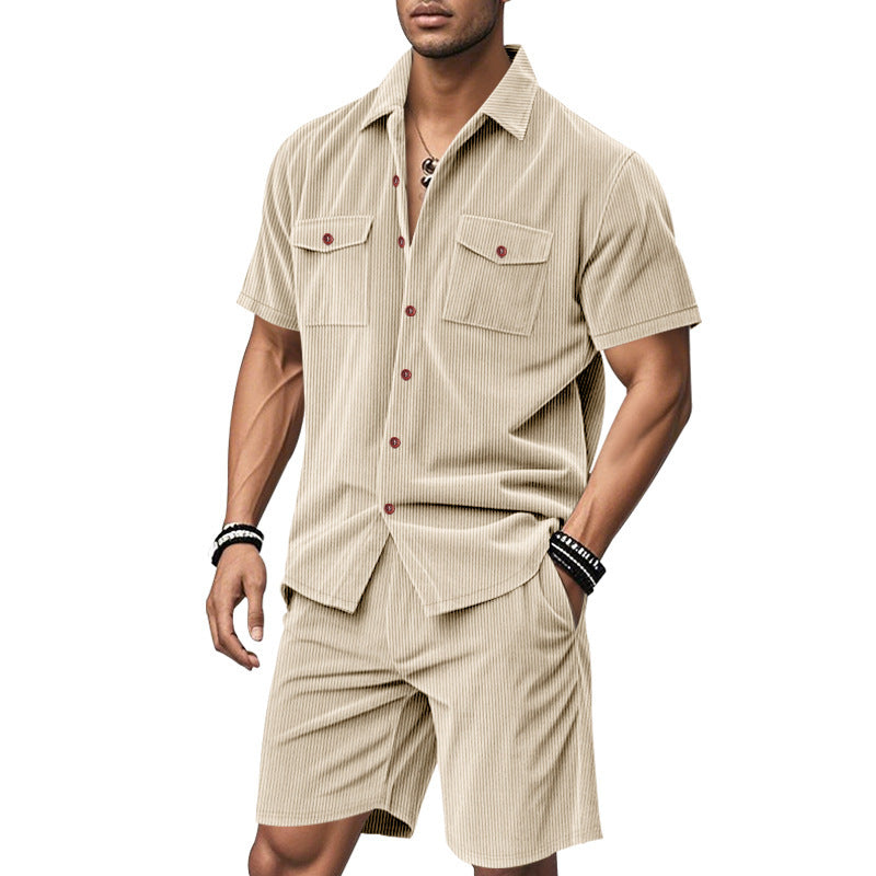 Herren Kurzarmhemd und Shorts Set Sommer Outfit
