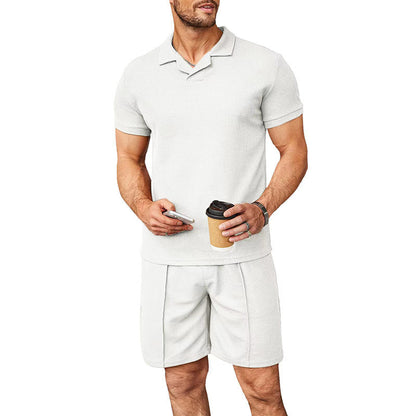 Herren Polo-Shirt und Shorts-Set Atmungsaktiv Leicht Sommer