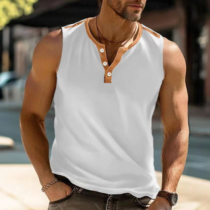Herren Poloshirt Ärmellos Modern mit Knopfverschluss