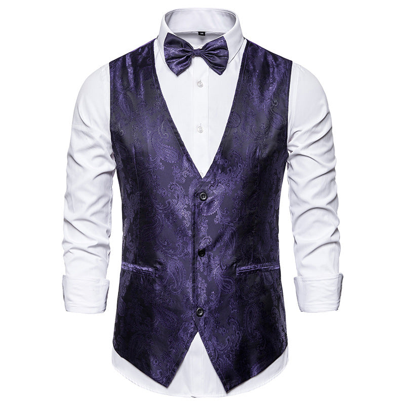 Herrenweste Elegant Floralmuster Mit Fliegenband