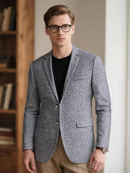 Herren Blazer Modern Slim Fit Strukturiert Grau