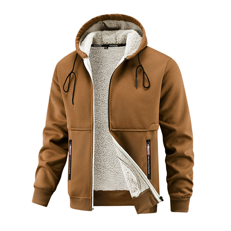 Herren Kapuzenjacke Warm Kuschelig Taschen