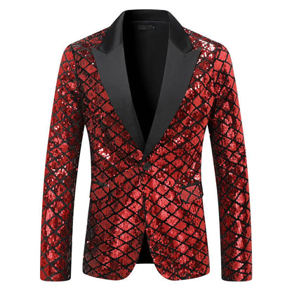 Herren Pailletten Blazer Modern Schnitt Glitzer