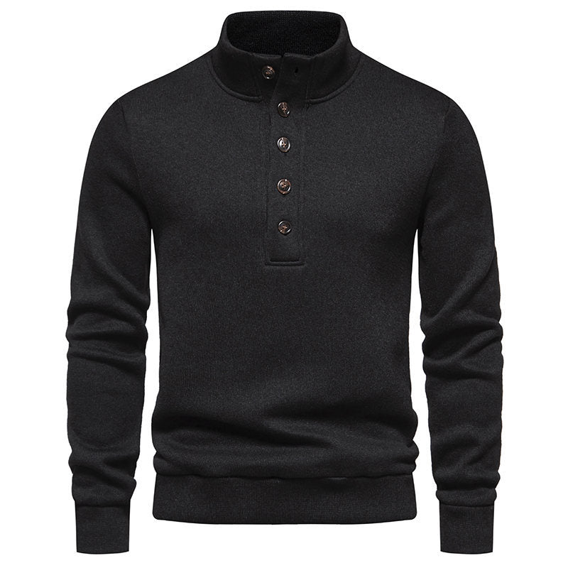 Herren Pullover Stehkragen Strukturiert Bequem Knöpfe Modern