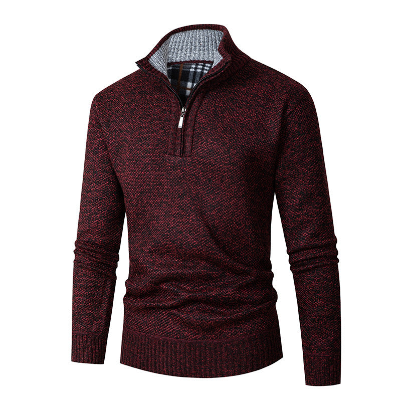 Herren Strickpullover Reißverschluss Kragen Warm