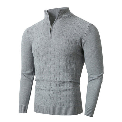Herren Strickpullover Modern Zopfmuster Halbreißverschluss