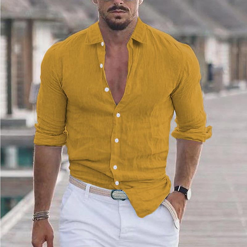 Herren Leinenhemd Slim Fit Modern Tailliert