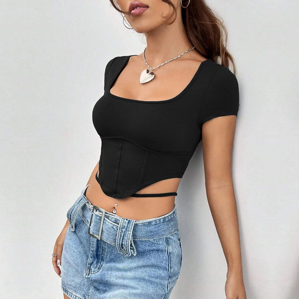 Damen Crop-Top Figurbetonter BH-Top mit Cut-Out-Details - BerlinGlamour