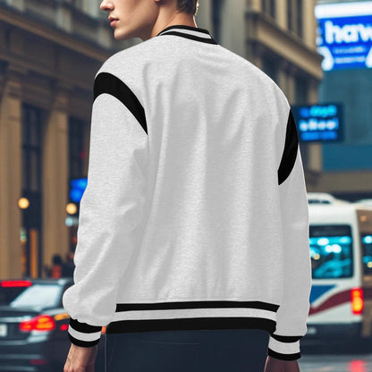 Herren Collegejacke Sportlich Kontrastärmel Knopfdesign