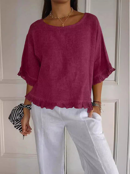 Damen Oberteil Lässig mit Rüschen Modern Trendy