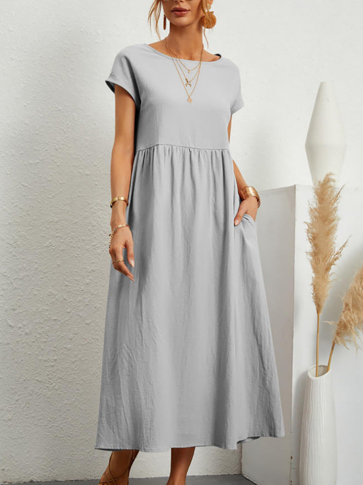 Damen Midikleid Lässig Mit Taschen Sommerkleid