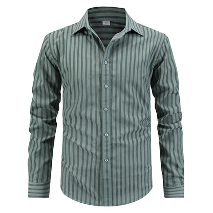 Herren Hemd Langarm Gestreift Baumwolle Modern
