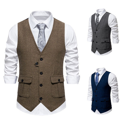 Herren Weste Elegante Strukturiert Hahnentritt Muster