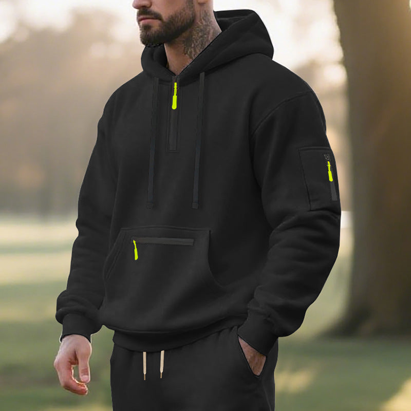 Herren Hoodie Sportlich Funktionale Taschen