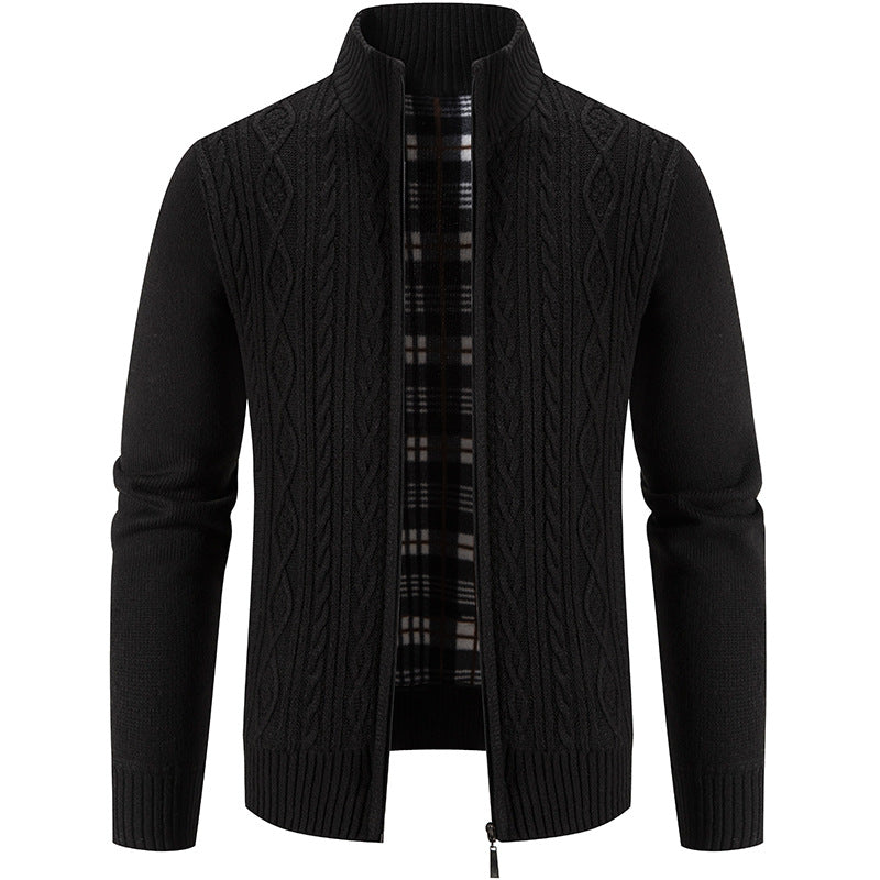 Herren Strickjacke Struktur Optik Hochkragen Modern