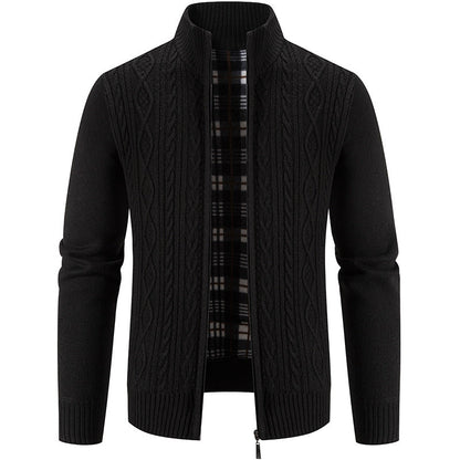 Herren Strickjacke Struktur Optik Hochkragen Modern