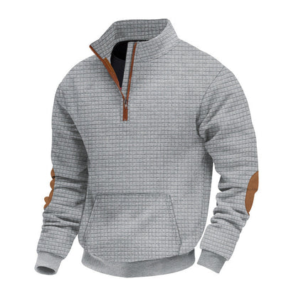 Herren Fleece-Pullover Sportlich mit Reißverschluss und Patches