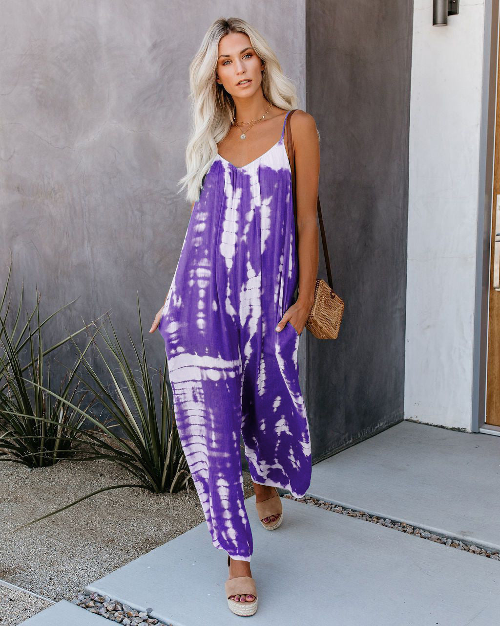 Damen Maxijumpsuit Leicht Tie-Dye Sommer