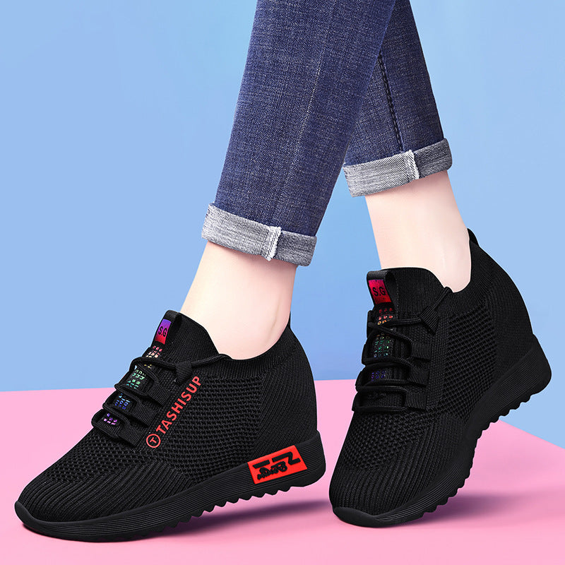 Damen Sneaker Hochschnitt Wedge Komfortschuhe atmungsaktiv