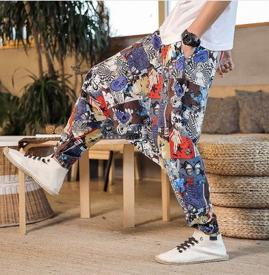 Herren Haremshose Bunt Elastisch Bequem
