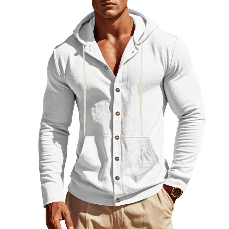 Herren Kapuzensweater Mit Knöpfen Praktisch Taschen