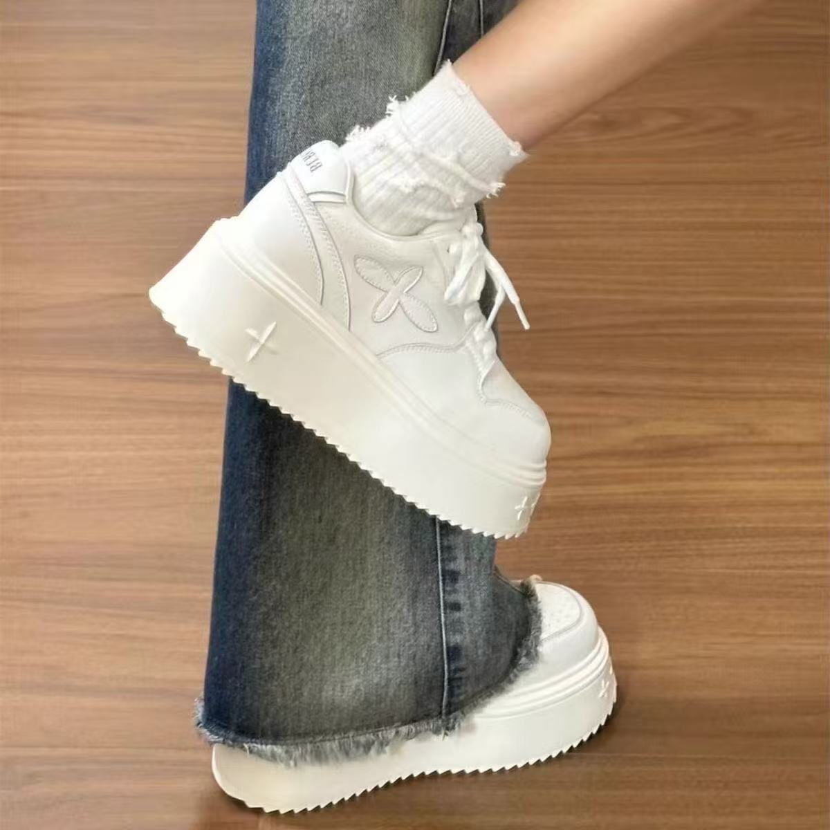 Damen Sneaker Plattform Schuhe Hoch mit Weichem Innenfutter - BerlinGlamour