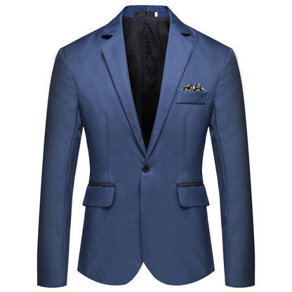 Herren Blazer Elegant Seide Optik Knopf Schließung Modern