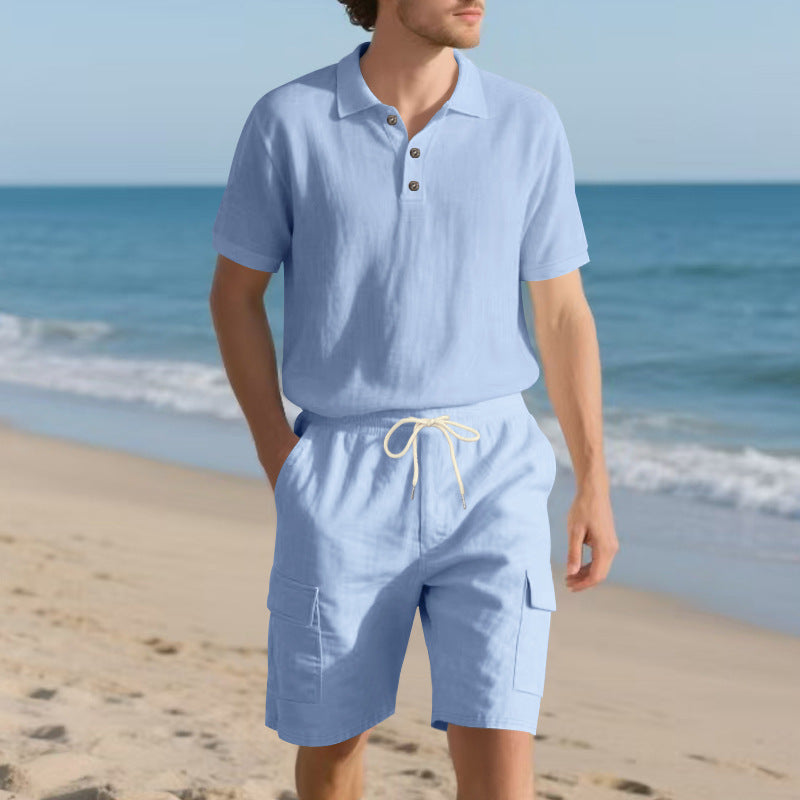Herren Poloshirt und Badeshorts mit Taschen Sommer