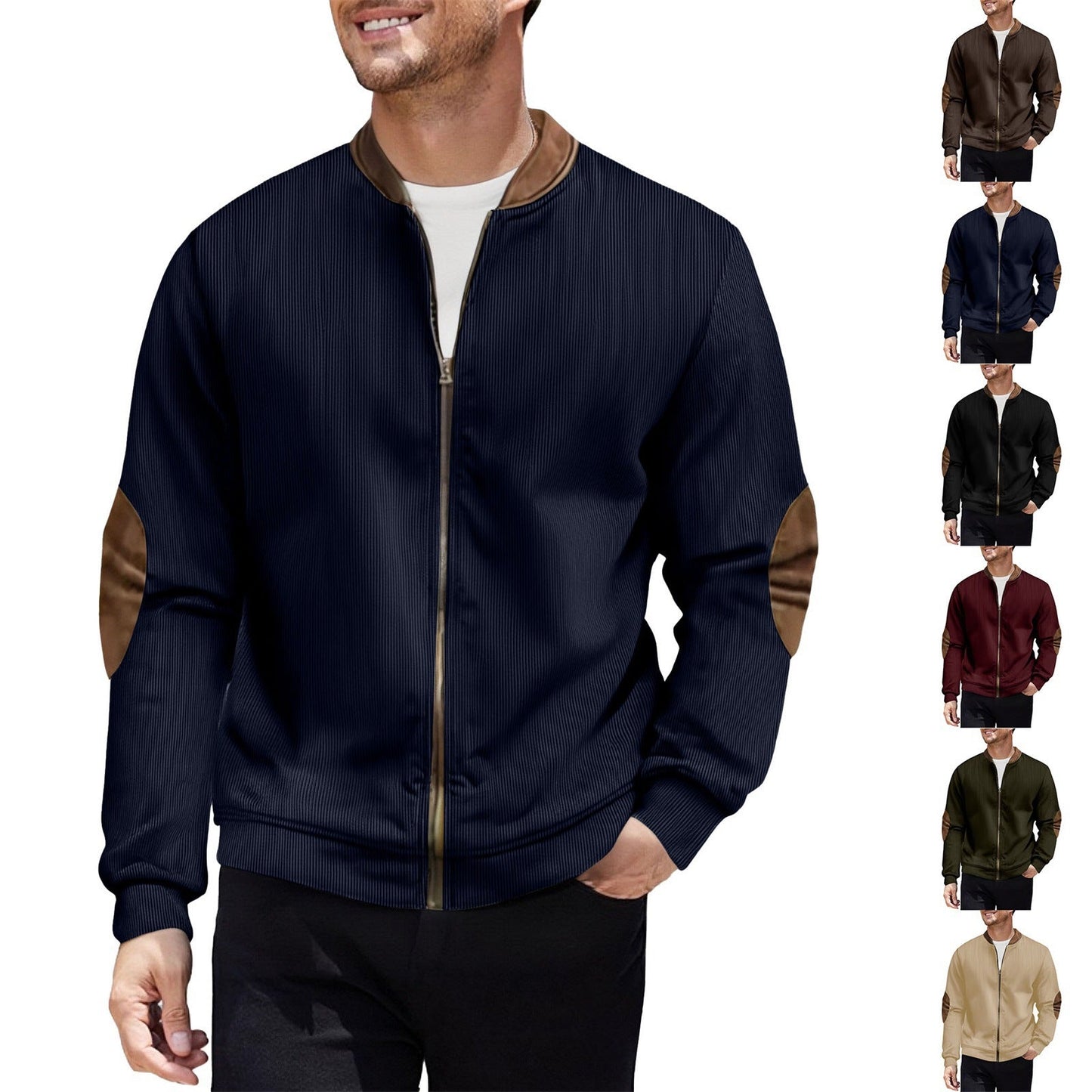 Herren Lederjacke Sportlich Modern mit Akzenten