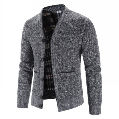 Herren Strickjacke Warm gefüttert Modern Schnitt