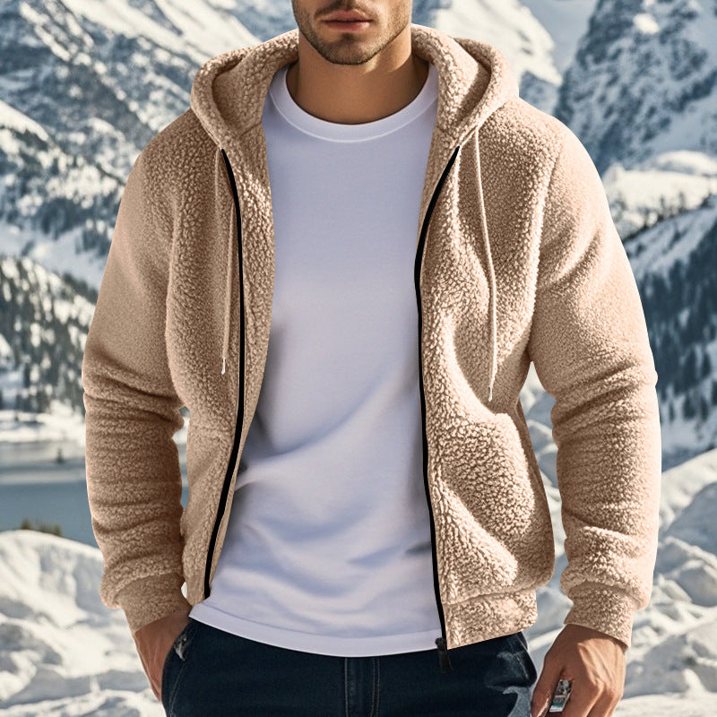 Herren Fleece-Hoodie Reißverschluss Kängurutasche Sportlich