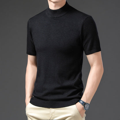 Herren Pullover Kurzarm Elegantes Design Hochgeschlossener Kragen