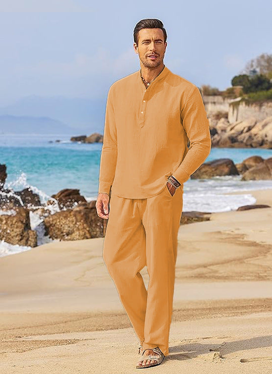 Herren Strandhose Leicht und Langarmshirt Elegant Sommer