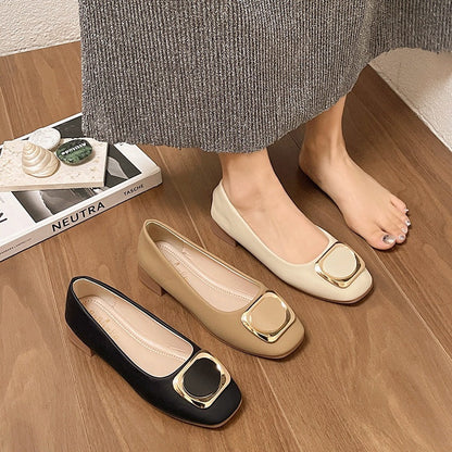 Damen Ballerinas Elegante Quadratverschluss Schuhe Modern
