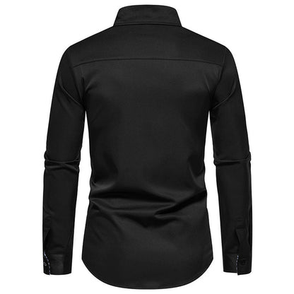Herren Langarmhemd Modern Kontrast Design Schwarz Weiß