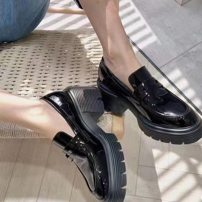 Damen Loafers Elegante Schuhe mit Blockabsatz Komfortabel