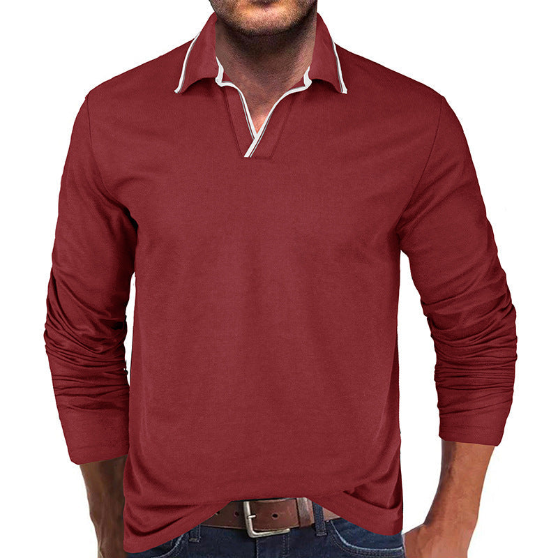 Herren Polo Langarmshirt Modern mit Stilvollem Kragen