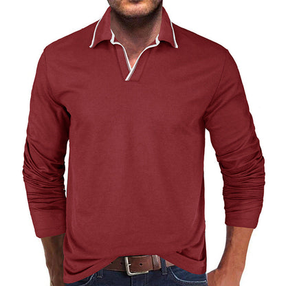 Herren Polo Langarmshirt Modern mit Stilvollem Kragen
