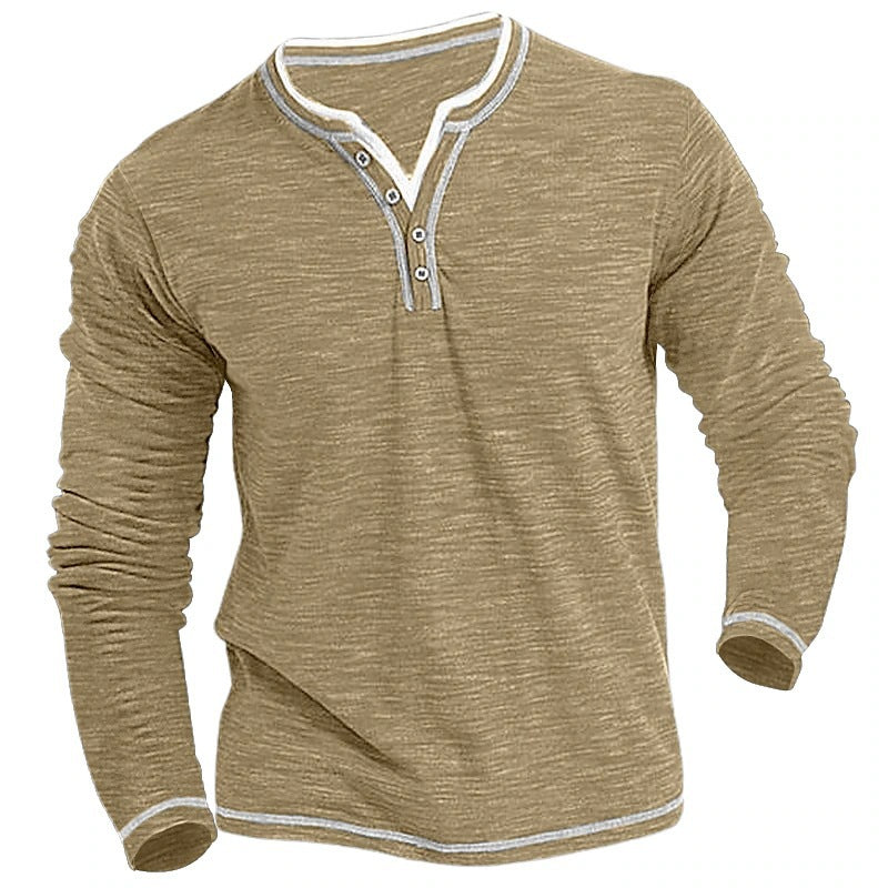 Herren Langarmshirt Modern mit Kontrastnähten Casual