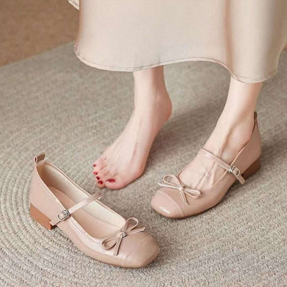 Damen Ballerinas Modern mit Riemchen und Schleife