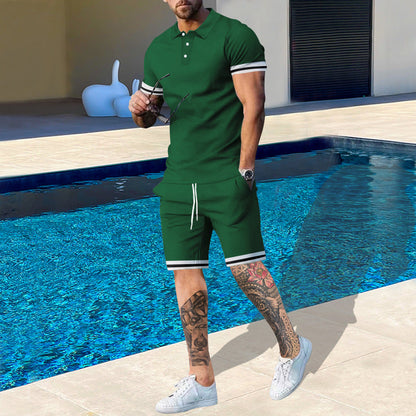 Herren Sportset Poloshirt Shorts Modern Sommer