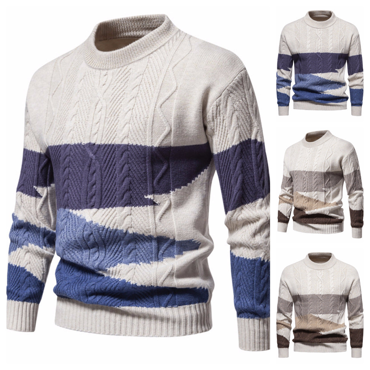 Herren Pullover Strick Modern Zopfmuster Graffiti Style