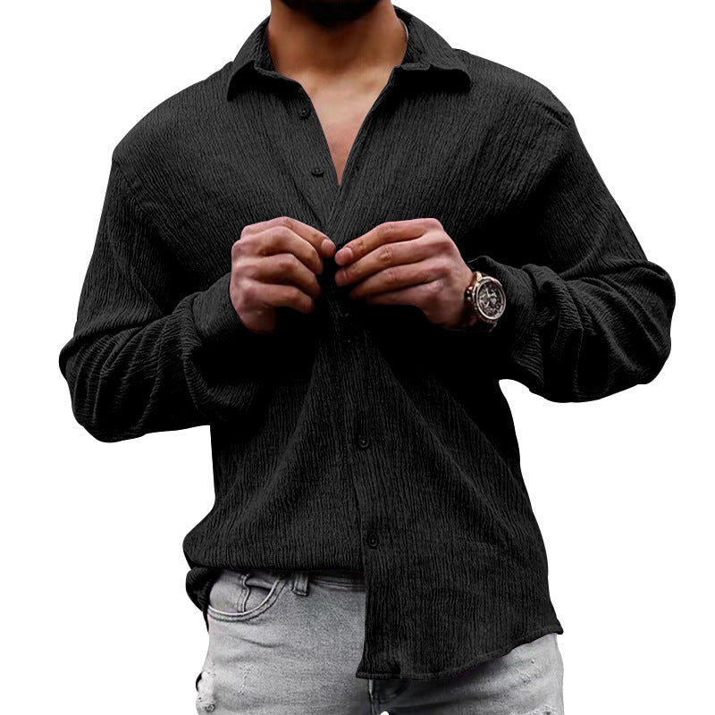 Herren Langarmhemd Lässig Strukturiert Casual