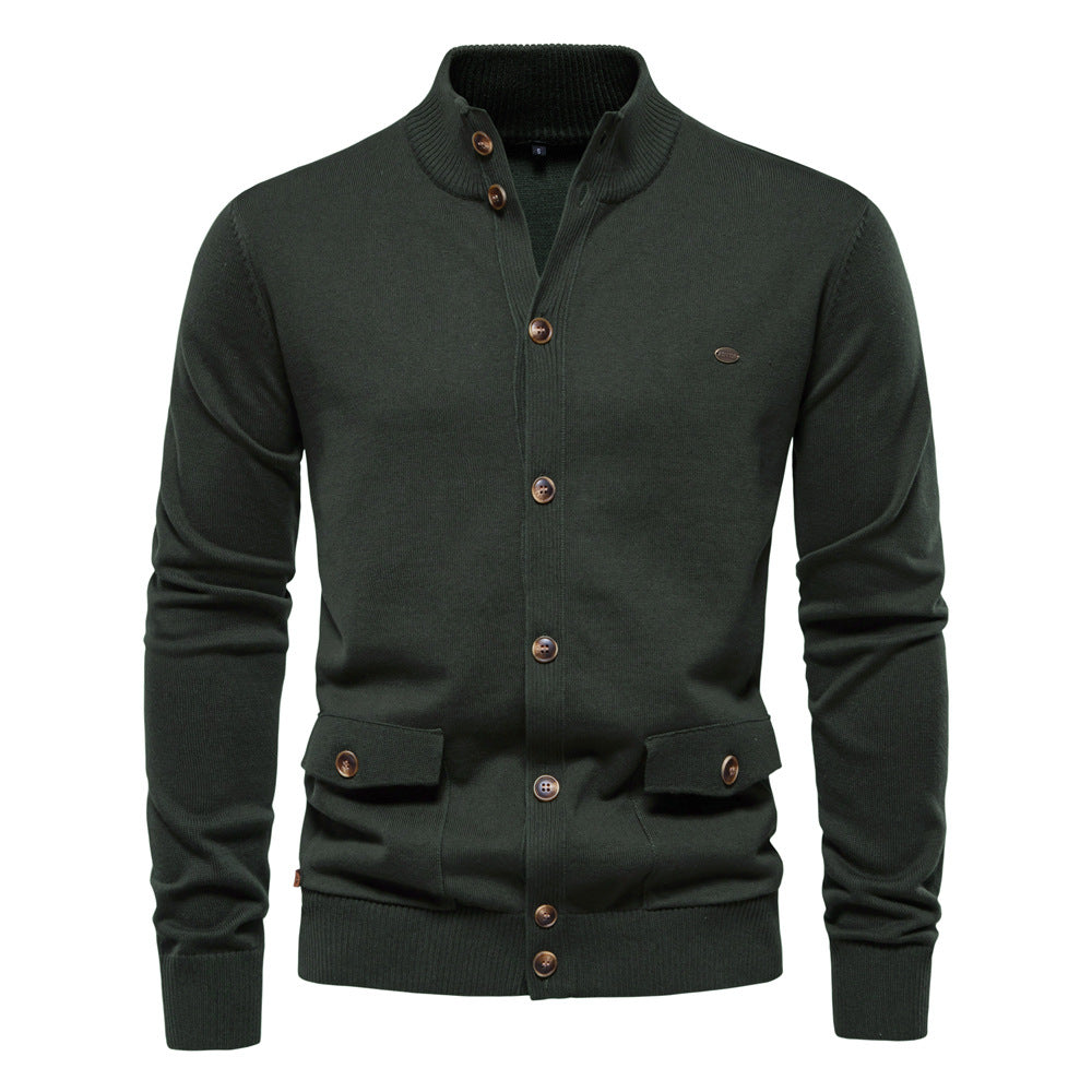 Herren Strickjacke Modern Stehkragen Knöpfe