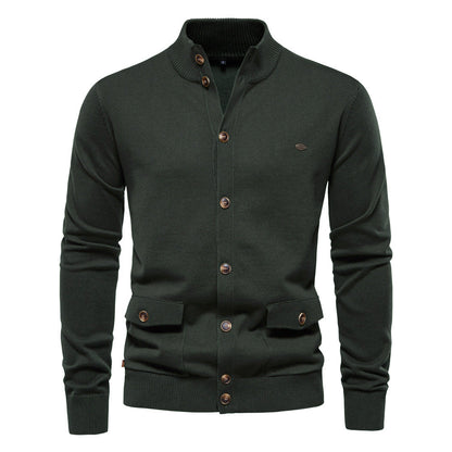 Herren Strickjacke Modern Stehkragen Knöpfe