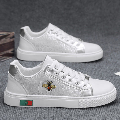 Damen Sneaker Leopardenmuster Bienen Motiv Trendy
